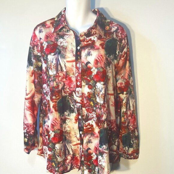 Pretty Little Thing SZ 10 Silky romantic floral 2pc loungewear set comfy loose - Picture 3 of 9